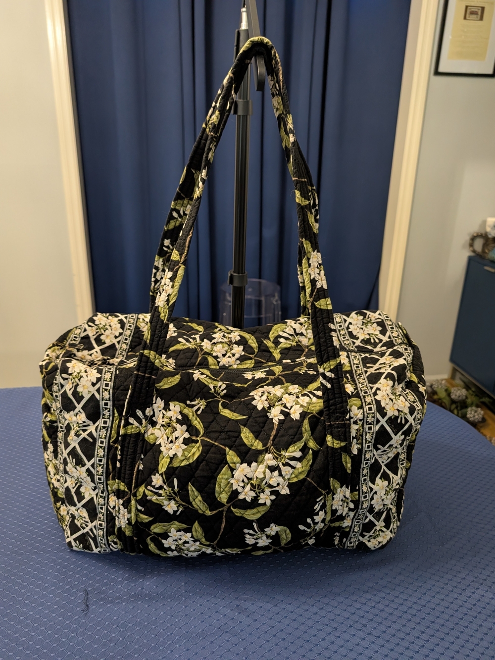 Vera Bradley Quilted Black & White Jasmine Floral Duffle Bag